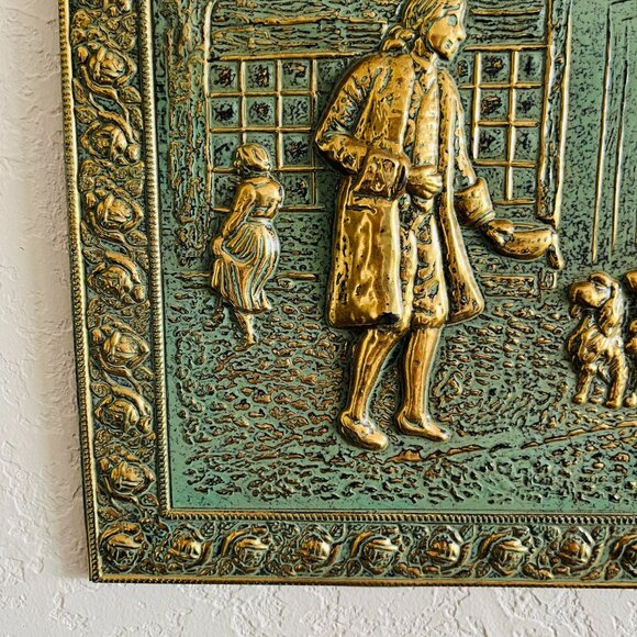 Vintage Art Repurposed Coal Box Brass Gallery Wall 15x10 Cottagecore Colonial -2 - Picture 3 of 10